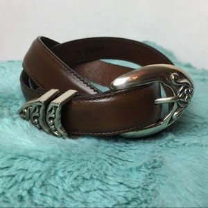 Brighton leather belt with silver buckle.